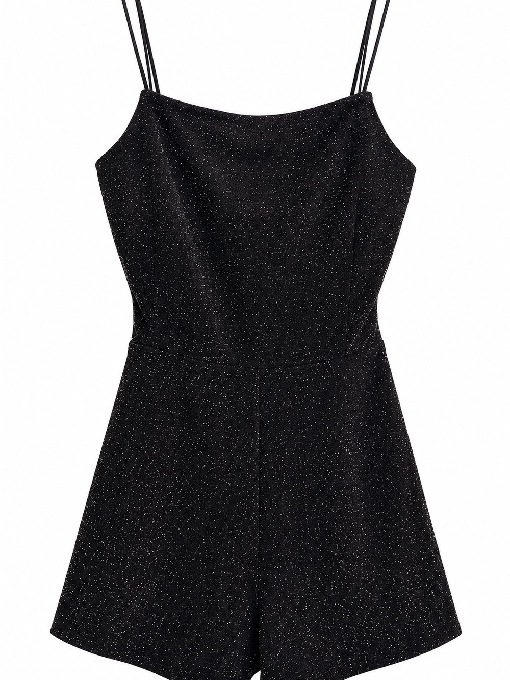 Garage Black Sparkle Spaghetti-Strap Romper